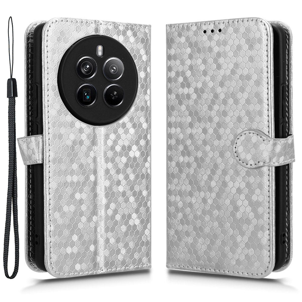 For Realme 12+ 5G Case Dots Imprinted PU Leather Mobile Phone Cover with Viewing Stand For Realme 12+ 5G Case Dots Imprinted PU Leather Mobile Phone Cover with Viewing Stand